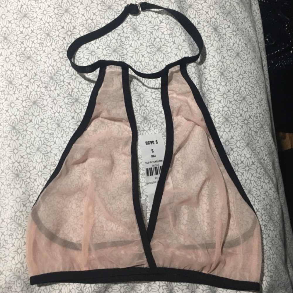 LF Pink Mesh Halter Bralette